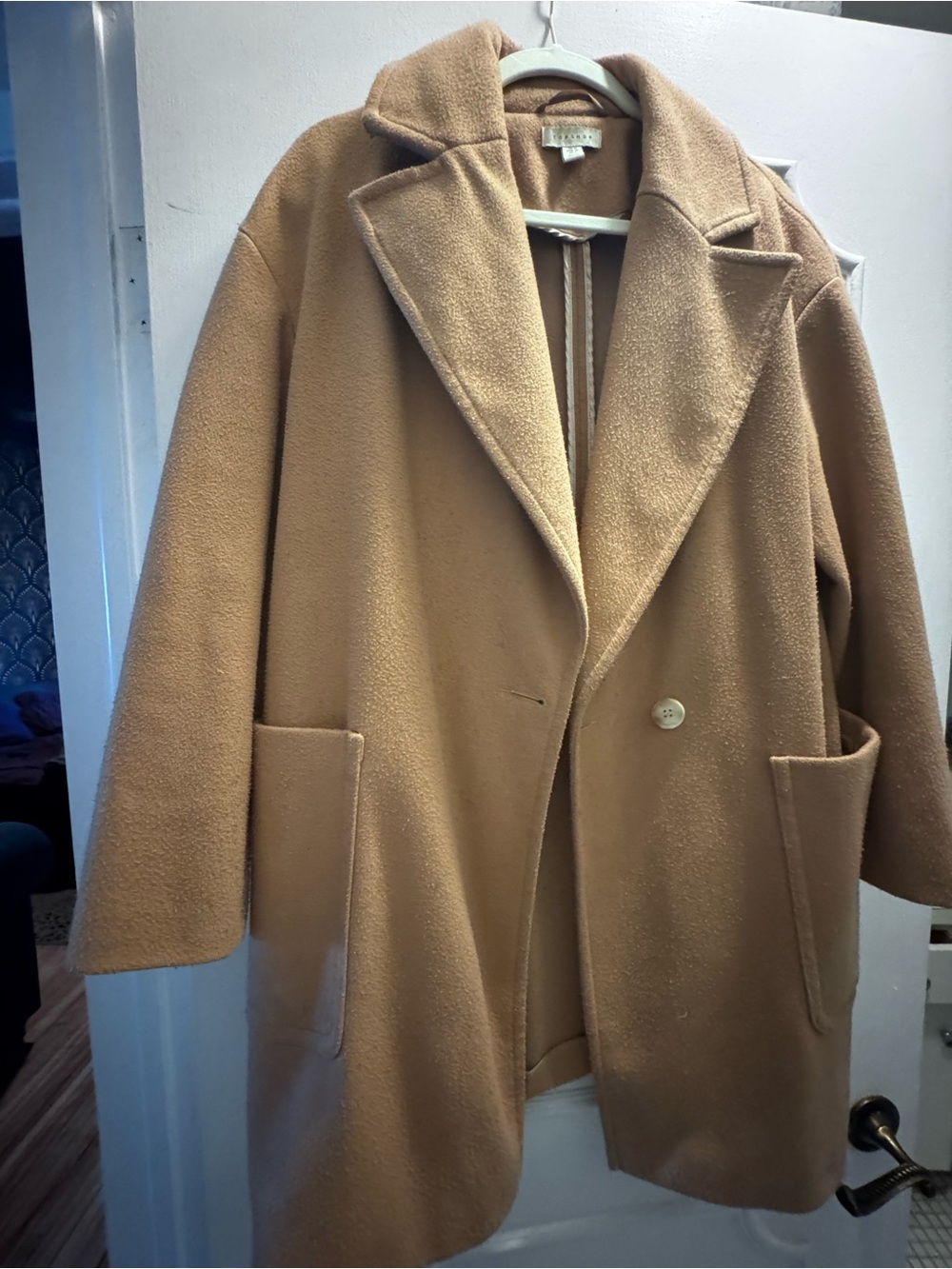 Topshop Camel Brown Wool-Blend Coat